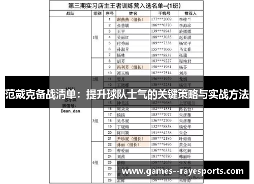 范戴克备战清单：提升球队士气的关键策略与实战方法
